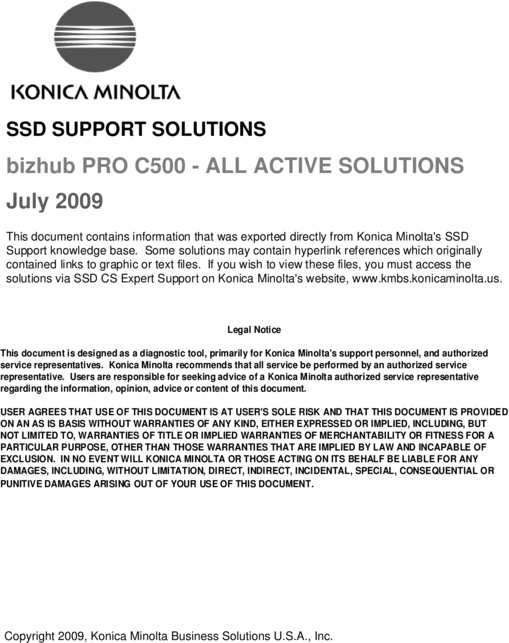 Product picture Konica Minolta Bizhub Pro C500 SSD Support Solutions