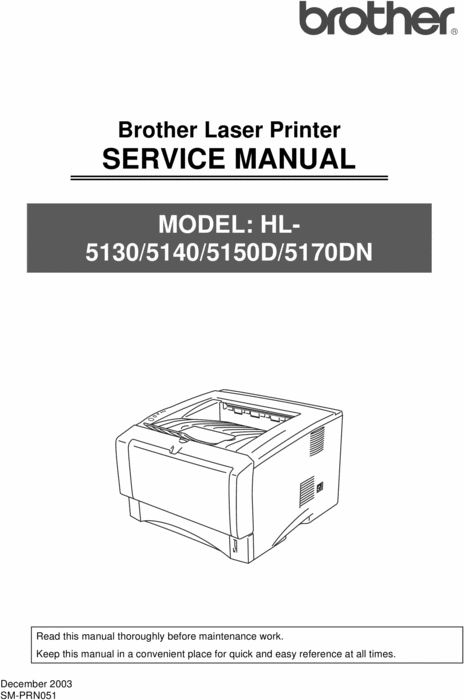 Product picture Brother Laser Printer HL-5130,5140,5150D,5170DN Parts & Serv