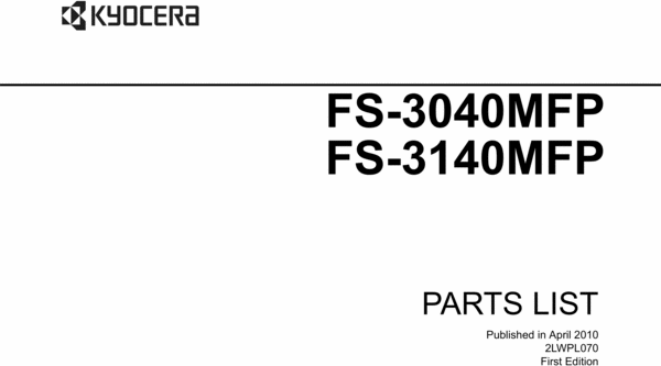 Product picture Kyocera  FS-3040MFP/3140MFP Parts Manual