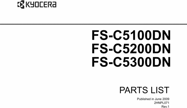 Product picture Kyocera FS-C5100DN/FS-C5200DN/FS-C5300DN Parts Manual