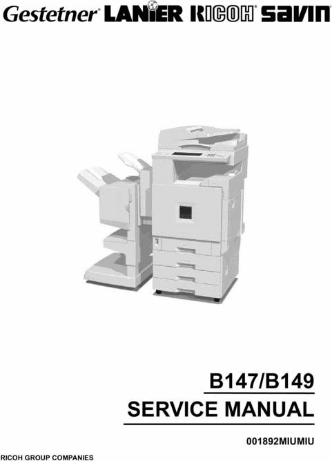 Product picture Ricoh Aficio 2232C Gestetner Lanier Savin B147/B149 Service 